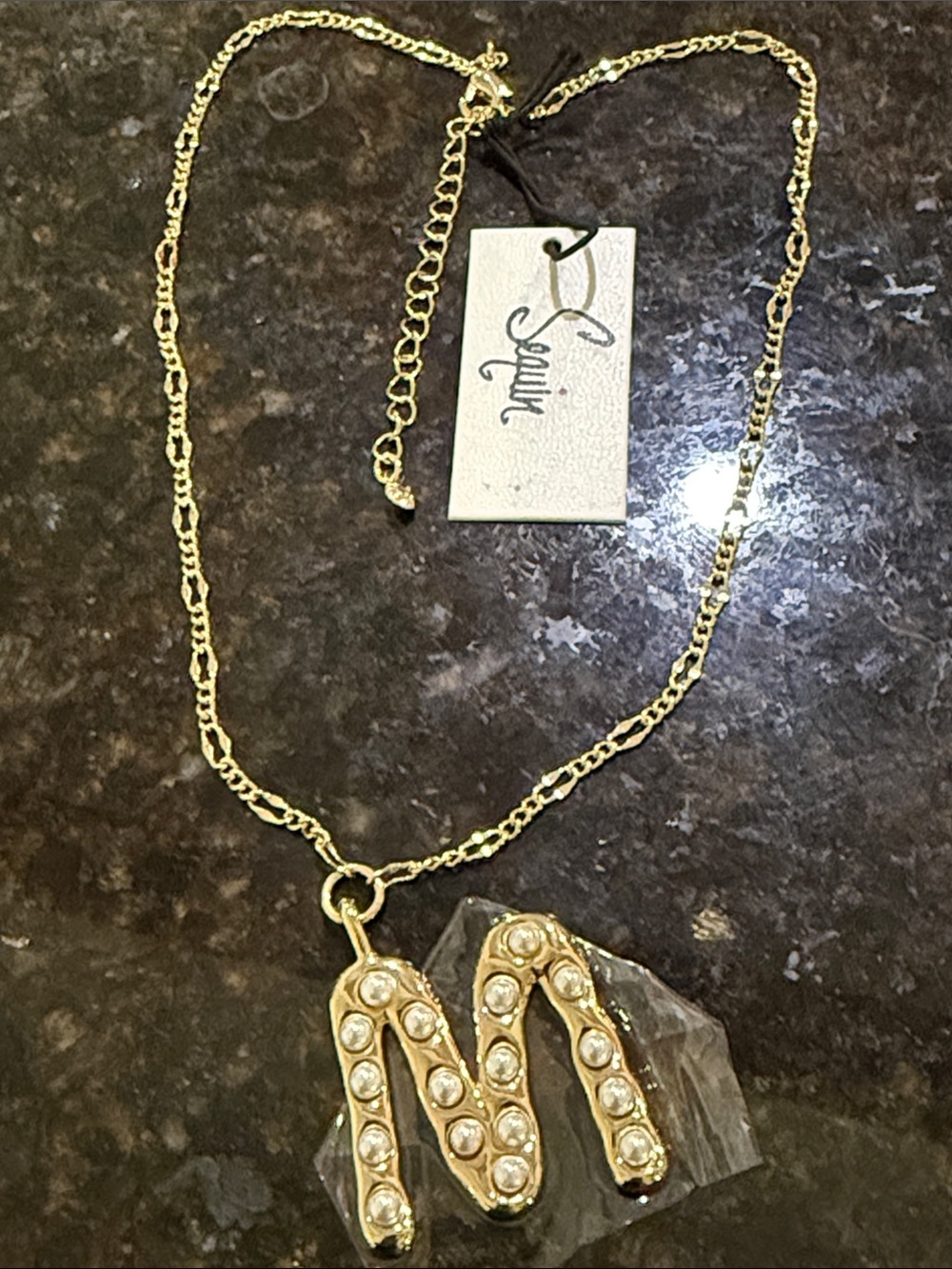 Sequin Jewelry Gold-Tone Pearl Initial "M"
Pendant Necklace From Anthropologies🔥 - Picture 4 of 16